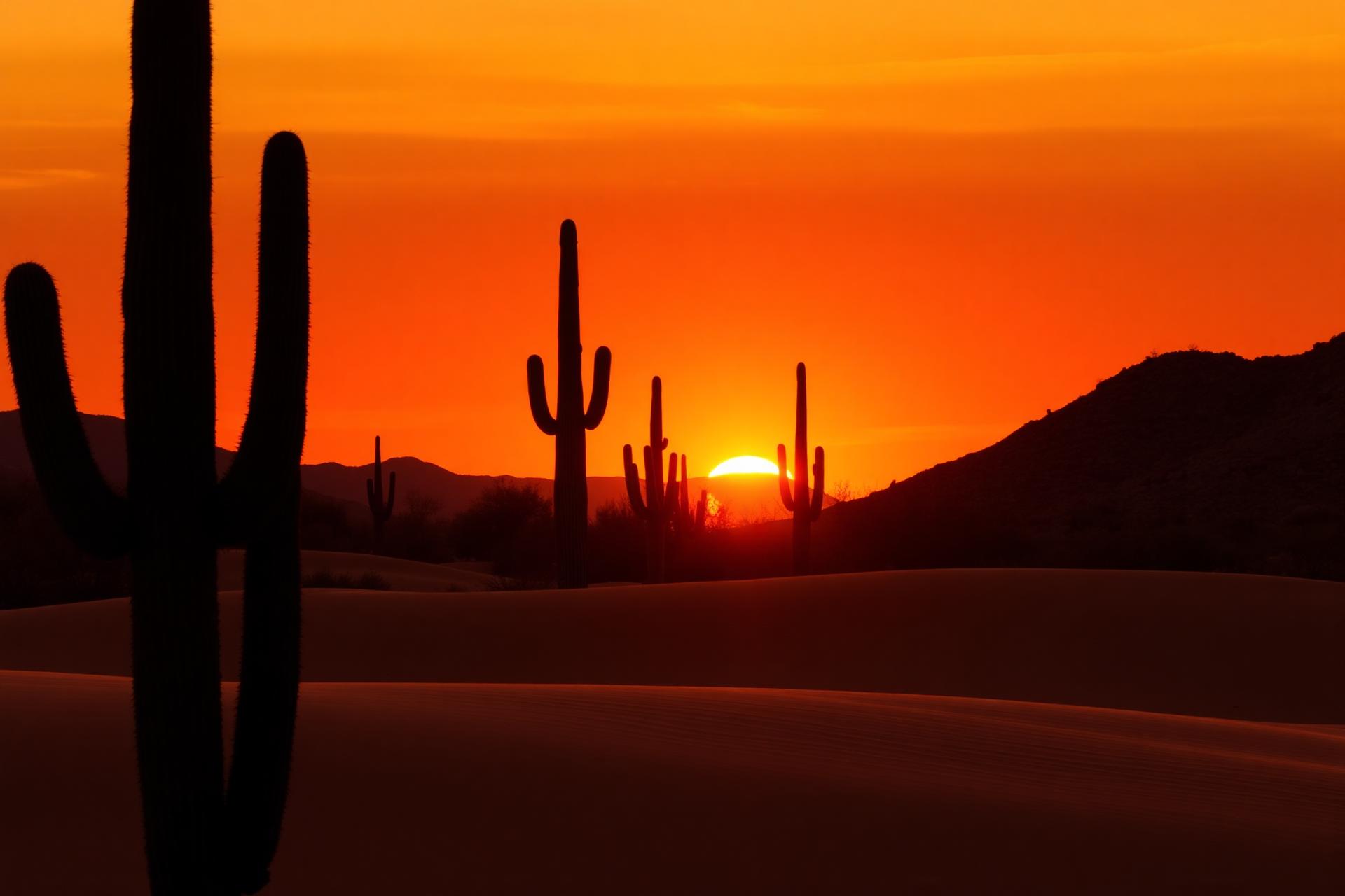 Sun setting over the Sonoran desert